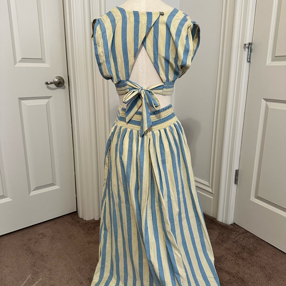 Free People Blue and Cream Striped Maxi Skirt - Picture 2 of 7